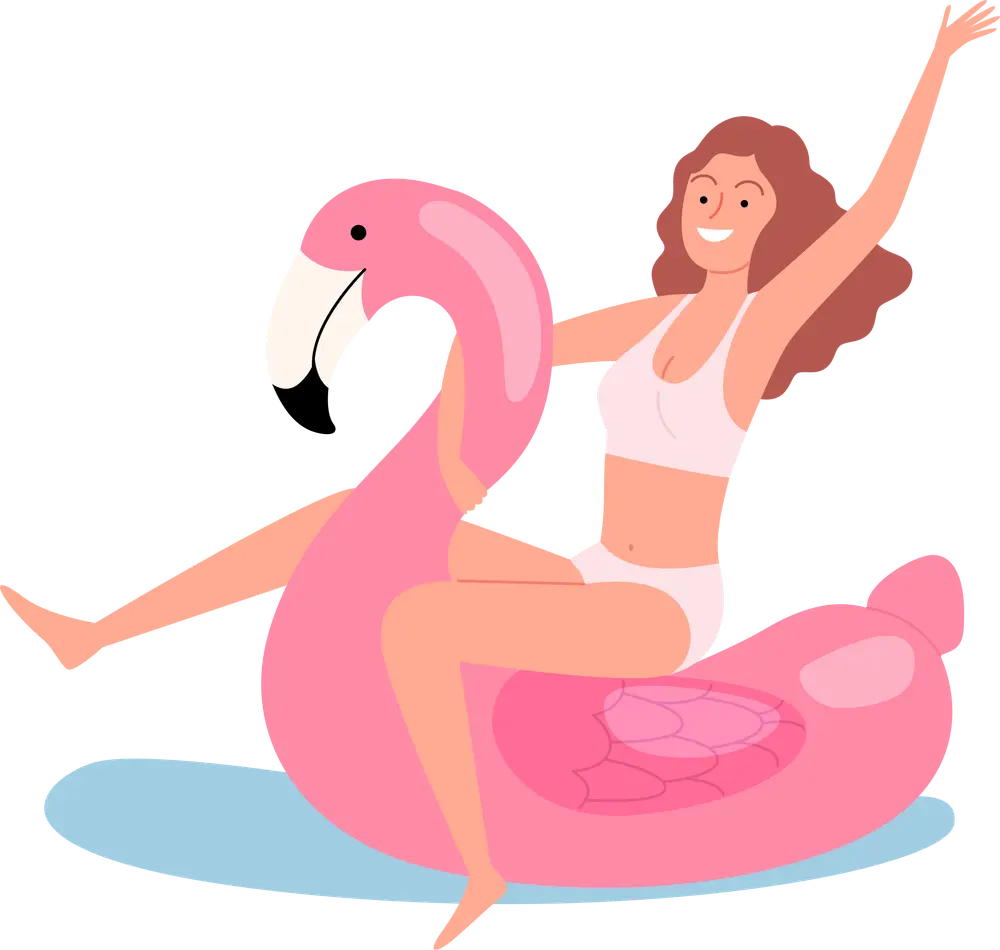 woman-floating-on-rubber-flamingo